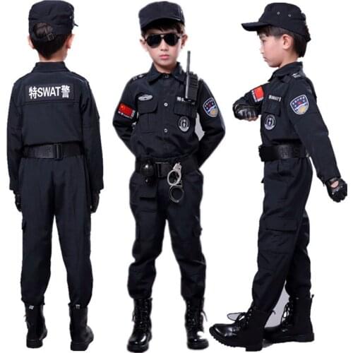 Boys Halloween Special Policemen Cosplay Costumes Children Fancy Military Army Suit Childrens Day Gift Kids Party Wear