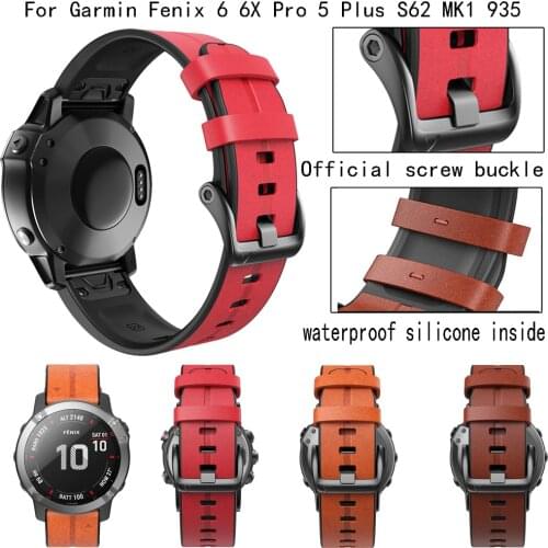 Leather Watch Band Strap For Garmin Fenix 5 6 5X 6X Forerunner 935 945 S60 S62 MK1 Quick disassembly 22 26mm Strap Accessories