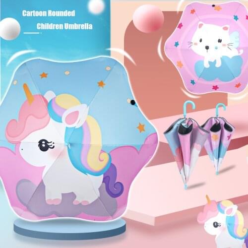 Creative Design Childrens Umbrella Sun Anti UV 6 Ribs Parasol Safe Fluorescence Strip for Outdoor in Night Waterproof Strengthe