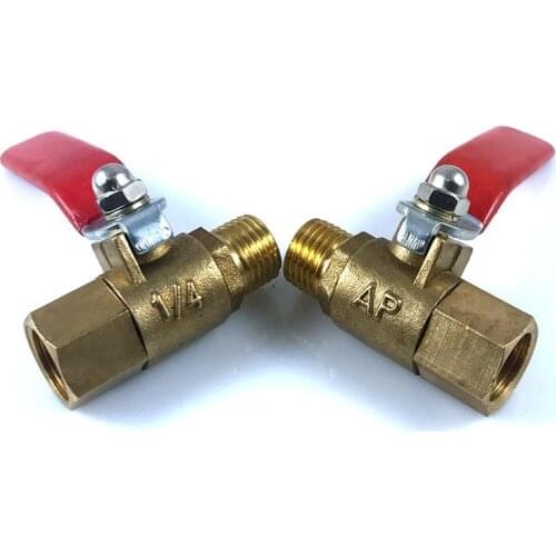 2pcs 1/4'' Brass Ball Valve Male to Female Fitting Coupler Adapter Thread Connector with Handle