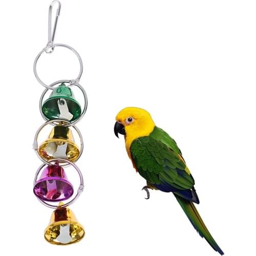 Pet Toy Play Bell Chew Toy Parrot Bird Colorful Bell Chain Bird Accessories Toys