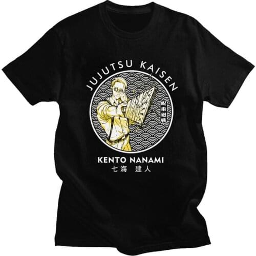 Fashion Jujutsu Kaisen Nanami Kento T Shirts Men Short Sleeved Anime Manga T-shirt Printed Tee Pure Cotton Slim Fit Tshirt Gift