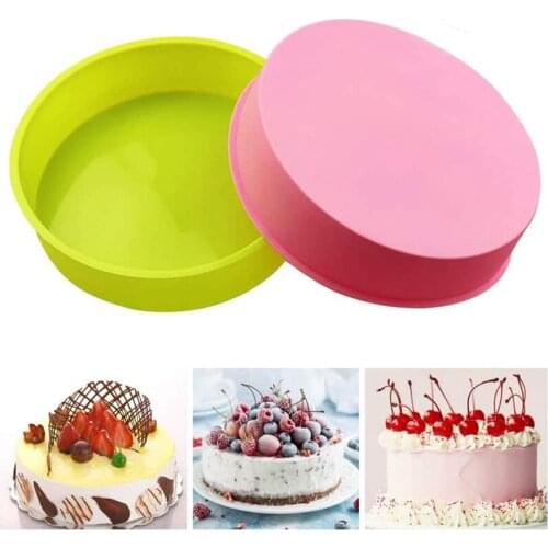 NHBR 2Pcs Silicone Cake Molds Round Cake Tins Non Stick Baking Molds Bakeware for Chocolate Cookies Breads 8 Inch