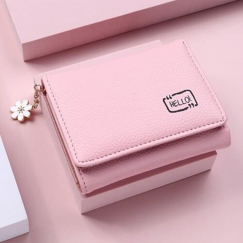 2021 New Cute Women Wallet Short Girls Tassel Female Soft Small Coin Purse Card Holder
