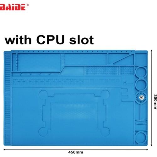 New 45x30mm ESD Heat Insulation Working Mat BGA Soldering Station Repair Pad with CPU Slot for iPhone Repairment 30pcs/lot