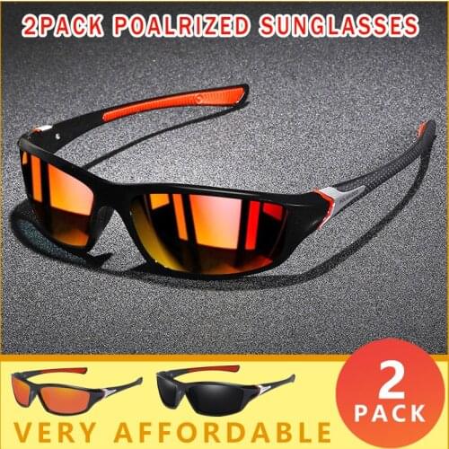 2 PACK New Fashion Polarized Sunglasses Men Brand Designer Sport Style Sun Glasses Outdoor Travel Fishing UV400 Goggles Gafas