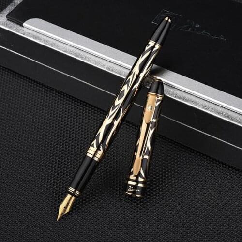 Picasso 901 Exquisite Black & Golden Fountain Pen Amorous Feeling of Paris 18KGP Fine Nib For Office & Home Writing Pen