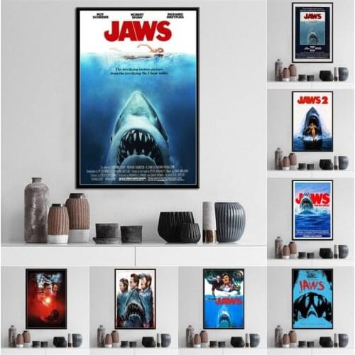 Jaws Movie Horror Shark Posters and Prints Canvas Painting Wall Pictures for Living Room Nordic Decoration Home Decor Quadro
