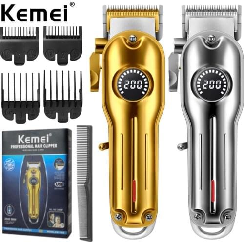 Kemei hair trimmer KM-1968 rechargeable hair clipper haircut machine LCD hair carving clipper oil head clipper metal body