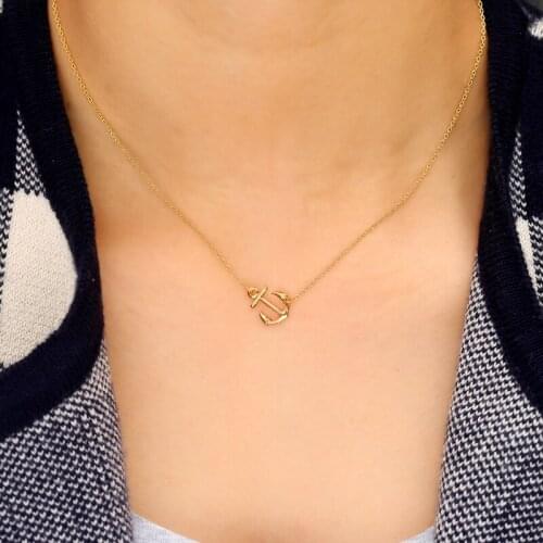 PROMOTIONFree shipping Fashion Real platting Anchor Gold Silver Jewelry Long Chain Pendants&Necklaces Choker Necklace girl 2020