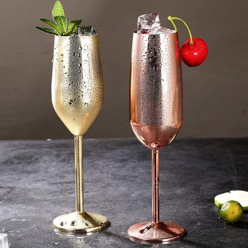 Stainless Steel Champagne Cup wine Glass Goblet Anti-fall Durable Creative Metal Cocktail Wine Glass Home Party Supplies 200ml