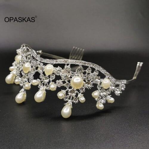 Crown Ornament Bridal Wedding Accessories Simple Alloy Diamond-Studded Pearl Bridal Dress Jewelry PT PT
