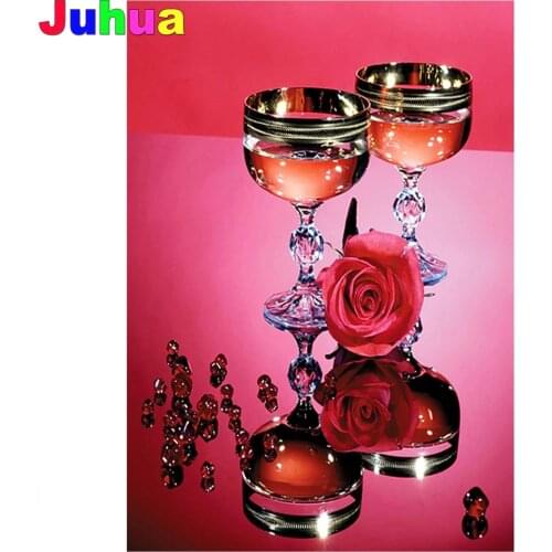 Wine glass flower diy diamond painting Full Square/Round drill 5d rose diamond embroidery landscape 5d cross stitch home decor