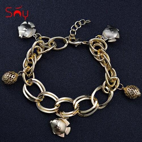 Sunny Jewelry Fashion Jewelry Charm Bracelets For Women Hand Chains Link Chain ball Bracelet For Daily Wear Gift Fish Findings