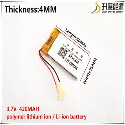 1pcs [SD] 3.7V,420mAH,[402540] Polymer lithium ion / Li-ion battery for TOY,POWER BANK,GPS,mp3,mp4,cell phone,speaker