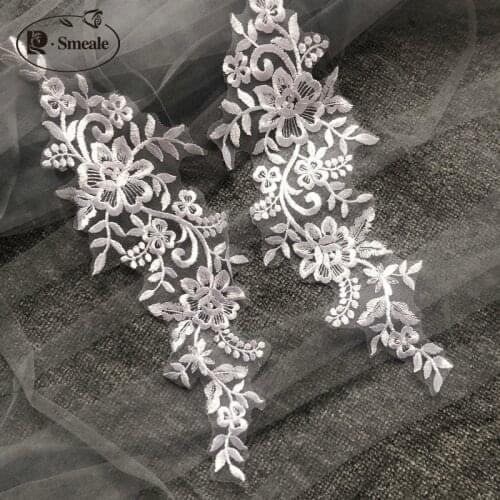 10pieces/5pair Lace Flower Flower Stickers Mirror Flowers Wedding Dress DIY with Fashion Patch 37CM*12CM RS2795