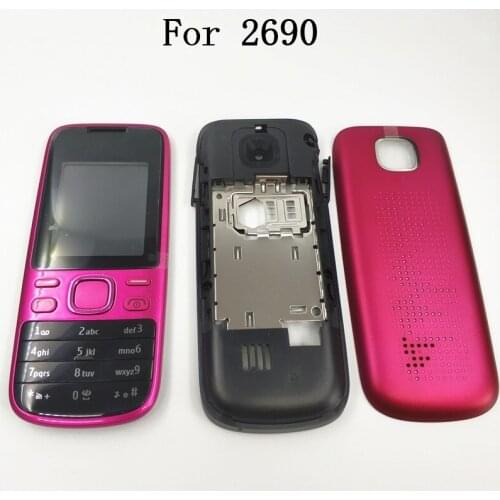 10Pcs/lot Full Housing For Nokia 2690 Housing Front Faceplate Frame Cover Case+Back cover/battery door cover+Keypad
