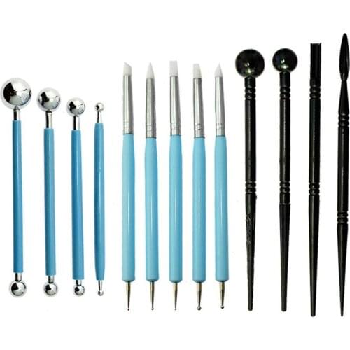 13pcs Polymer Modeling Clay Sculpting Tools, Dotting Pen, Silicone Tips, Ball Stylus, Pottery Ceramic Clay Indentation Tools Set