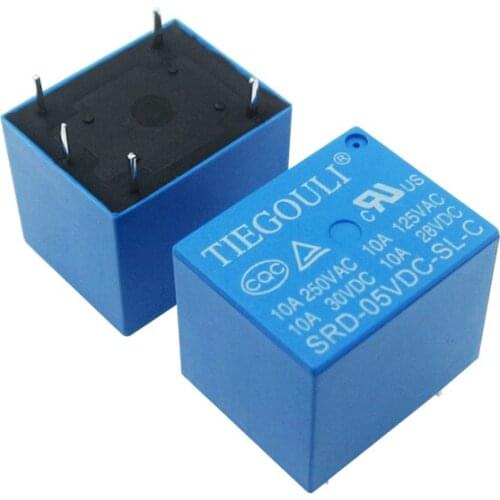 5PCS/LOT SRD-05VDC-SL-C Relay T73-5V 5 pin PCB Type 10A 5V DC Power Relay