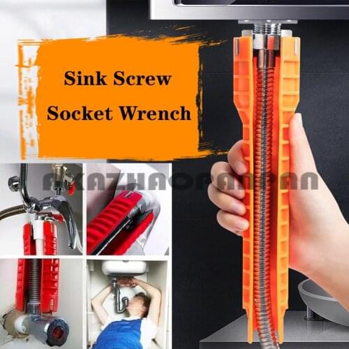 Multi-Munction Water Pipe Wrench Bathroom Plumbing Installation Tool Household Pipe Faucet Angle Valve Sink Repair and Disassemb