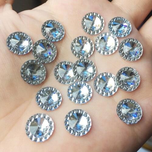 DIY Acryl Rhinestones 100pcs 12mm Round Flatback Non Hotfix Diamonds Appliques For Craft Fabric Wedding Dresses -HB16