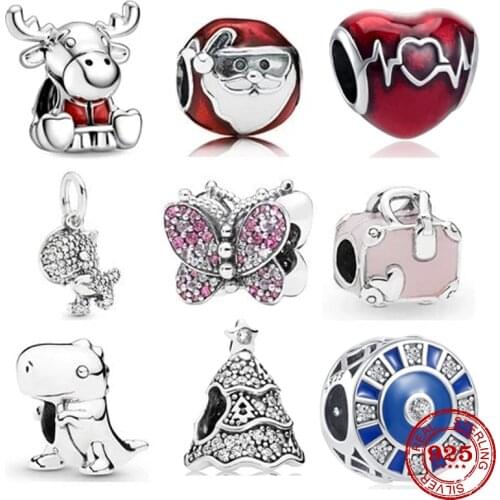 New original Christmas dino the dinosaur Santa Claus pendant beads fit Pandora charms silver 925 bracelet&bangle jewelry making