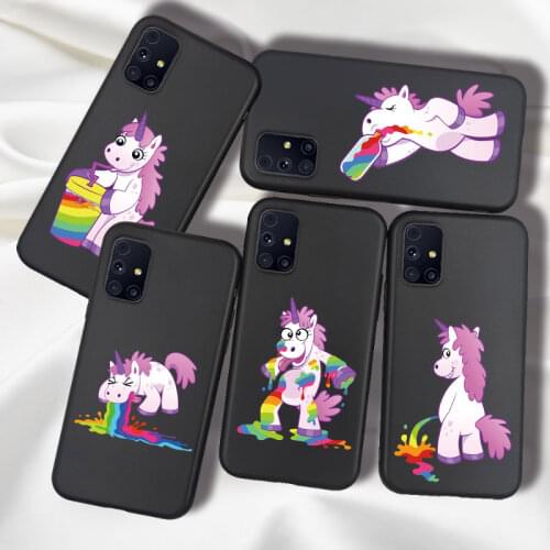 Funny Unicorn TPU Case For Samsung Galaxy A11 A10 A10E M10 M11 M21 M31 M30S M31S Case Back Cover Silicone Soft Rainbow