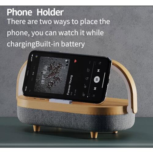 Wood 5000mAh battery LED wireless stereo portable home outdoor bluetooth speaker portable wireless charging column caixa de som