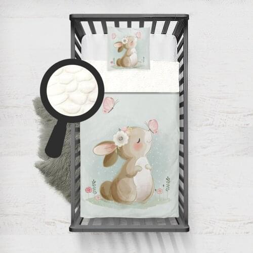 Kids Minky Blanket Super Soft and Warm Baby Blankets Children for Couch and Bed Light Blue Rabbit Butterfly Model 325