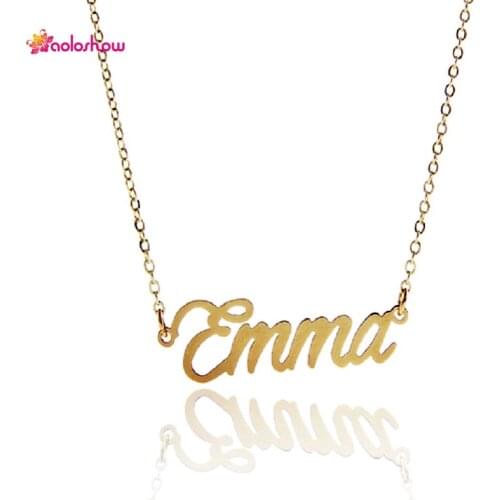 Girl Name Emma Charm Necklace for Women Script Nameplate Pendant Gold Color Stainless Steel Wedding Bridesmaid Jewelry NL2387