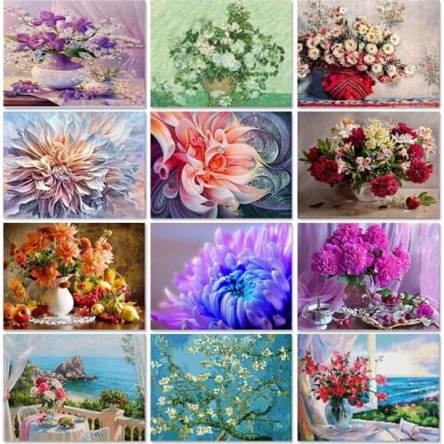 GATYZTORY DIY 5D Diamond Painting Full Square Flowers Diamond Art Handicraft Embroidery Mosaic Kits Hobby Gift Home Decoration