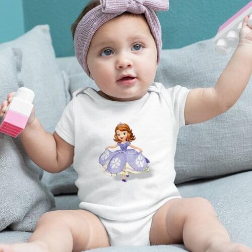 Disney Infant RomperKawaii Sofia Cartoon Short Sleeve Casual Fashion Outdoor Baby Girl Boy Clothes Comfort Dropship Summer New