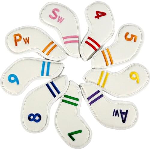 Leather Magnetic Golf Iron Head Covers Headcovers Wedges 4,5,6,7,8,9,A,S,P