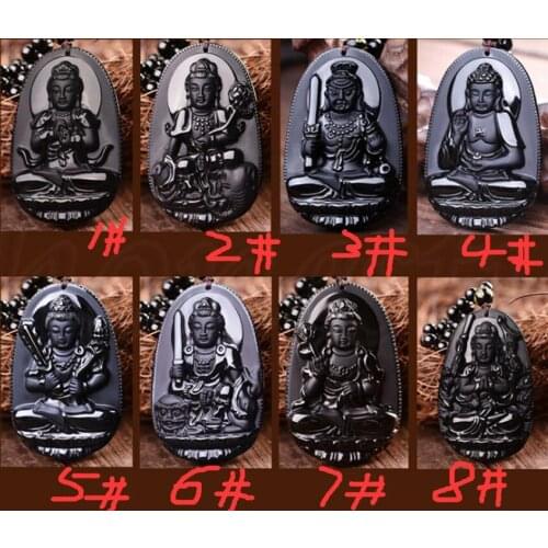 Beautiful jewelry, 8 style amulet zodiac signs obsidian pendant real natural gemstone+Sanskrit Bead woven necklace