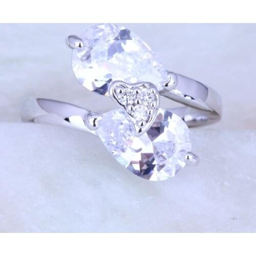 Love Monologue Classic AAA+ White Cubic Zirconia Silver Color Heart Rings for Women J0431 Size 6/7/8/9 Fast Shipping