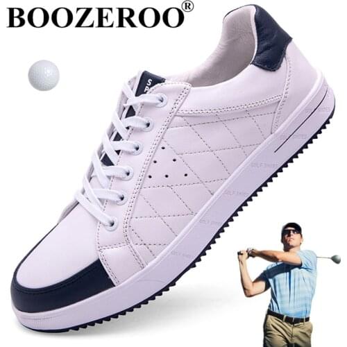 Mens Leather Golf Shoes Waterproof Outdoor Shoes Golf Anti-slip Shoes Men Sneakers