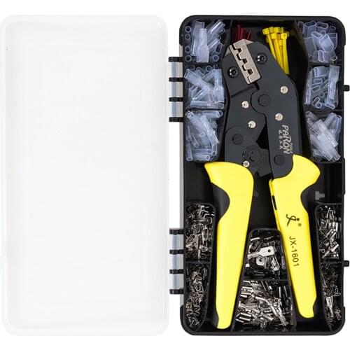 Crimping Tool Kit 26-16 AWG Ratcheting Wire Crimper Plier 280pcs Wire Spade Connectors 140pcs Insulation Sleeves 40pcs Cable Tie