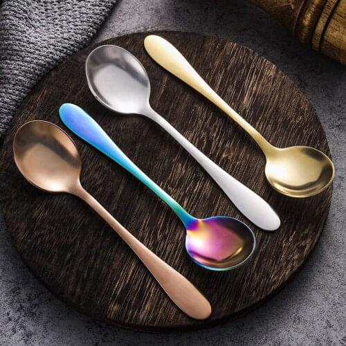 2021 New Vacuum Plating Stainless Steel Coffee Spoon Long Handle Tea Spoons Kitchen Hot Drinking Flatware Drop Shipping