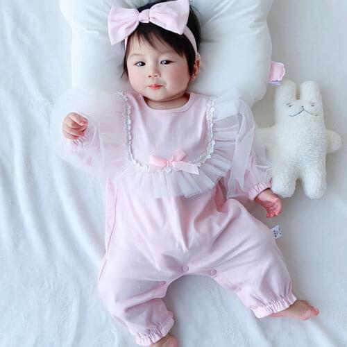 Baby Clothing Thin Girl Baby Jumpsuit Half-year-old Six-month Baby Hundred-day Banquet Climbing Trousers