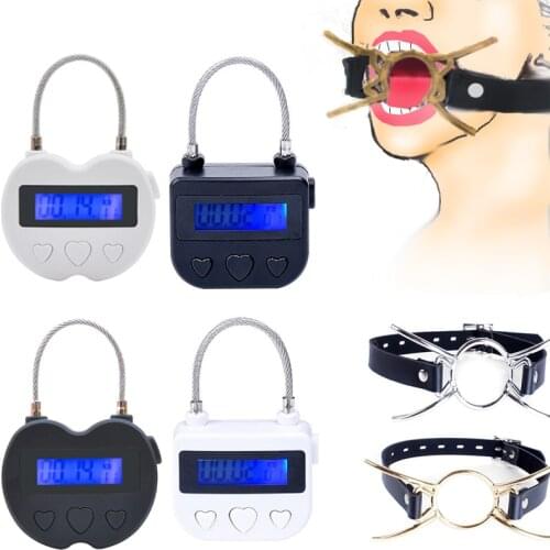 Oral Fixation Restraint USB Charging Time Lock Silicone Harness O-Ring Mouth Plug, SM Slave Open Mouth Gag Adult Game Sex Tool