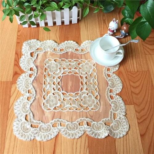 Simple and modern style computer embroidery hollow placemat coaster tea tray tea set towel fabric