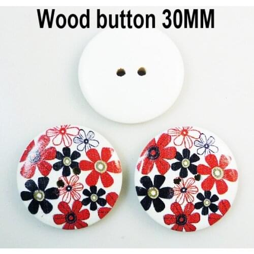 10PCS Wooden Flower Buttons 30MM Sewing Clothes Boots Coat Accessory 5 Color Design Garment fits MCB-484