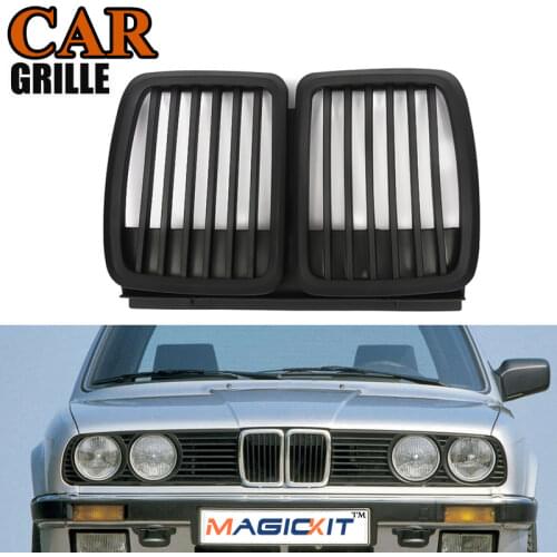 MagicKit Front Matte Black Bumper Kidney Grill Grille for BMW 3-Series E30 Saloon 1982-91