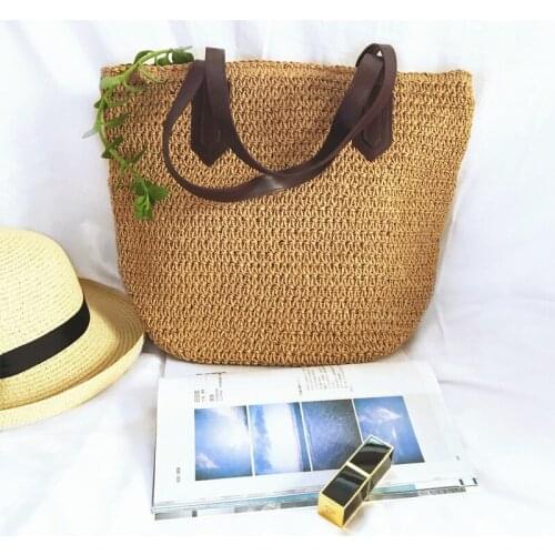 Straw bag Women handbag Simplicity One shoulder Beach bag Weave Straw bag High capacity