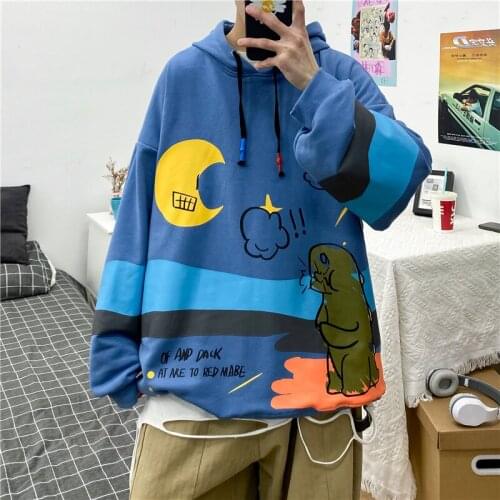 Hoodies Men Graffiti Letter Lucky me i see Ghosts Sweatshirt Harajuku Street HipHop Pullover Bone Loose Hoodie