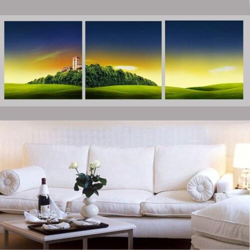 Triptych grassland scene,5D Diy Diamond Painting Full square Diamond Embroidery Cross Stitch Rhinestone Mosaic Home Decor ZC115