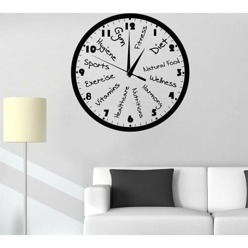 Fitness Club Clock Vinyl Wall Decals Exercise Room House Decoration Sports Gym Decor Modern Self-adhesive Wall Stickers Y960