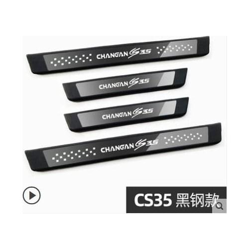 High-quality stainless steel+ABS Plate Door Sill Welcome Pedal Car Styling Accessories 4pcs/set for changan cs35 2018