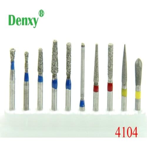 Denxy 30pcs/lot #4104 Dental Diamond Burs Dental Burs Inlay/Onlay Praparation for Dentist use Dental Lab Dental Clinic Dentist