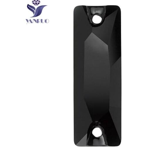 YANRUO 3255 All Sizes Jet Best Quality Flatback Cosmic Baguette Crystal Rhinestone Sew On Strass Sewing Stones